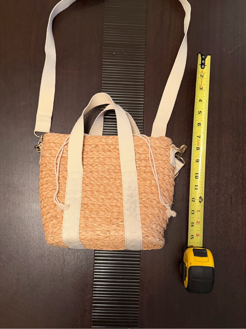 NWT J.Crew Factory Raffia Straw Mini Tote Bag Summer Beach Handle and Strap - Picture 3 of 14